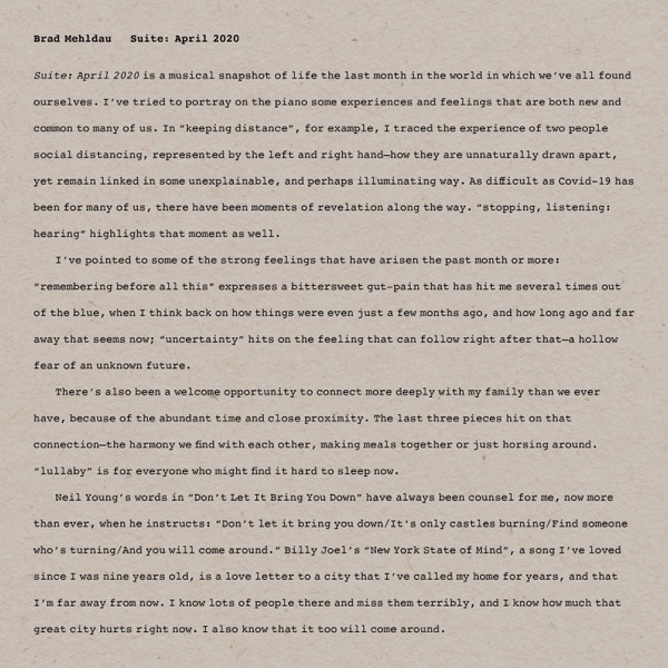 Suite: April 2020 – Brad Mehldau